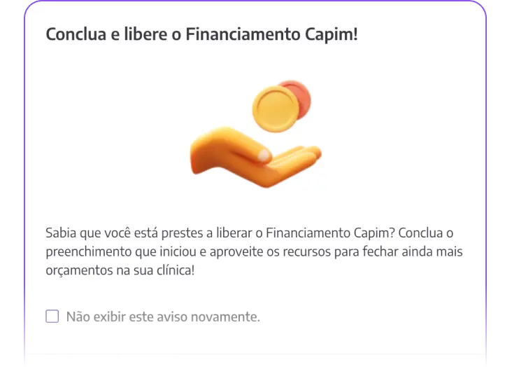 Tela do financiamento da Capim